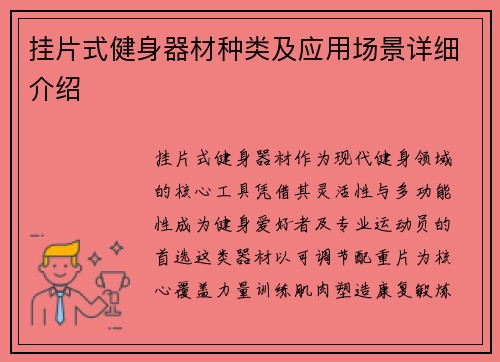 挂片式健身器材种类及应用场景详细介绍
