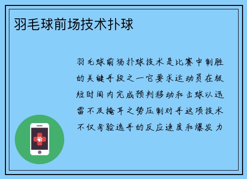 羽毛球前场技术扑球