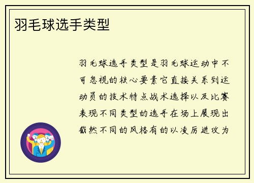 羽毛球选手类型